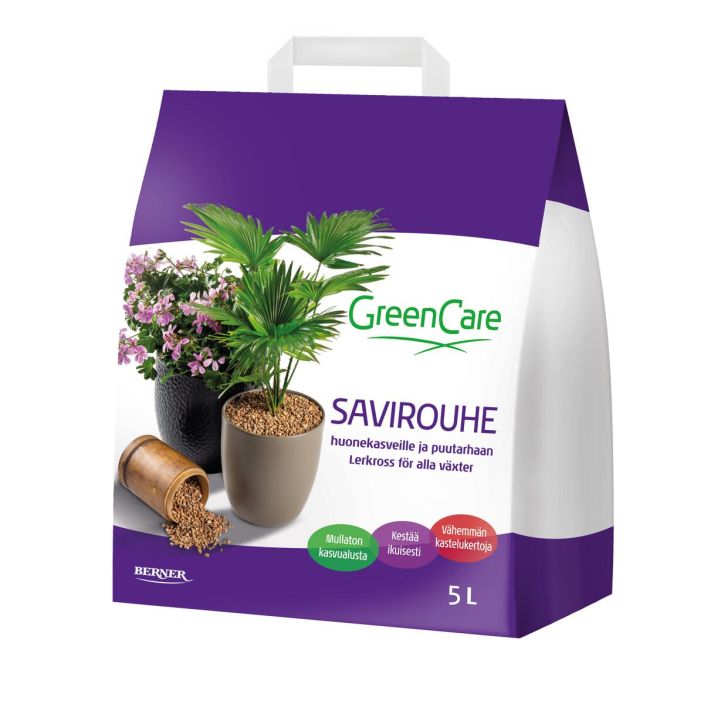 GreenCare Savirouhe 5 l Huonekasveille ja puutarhaan. Varastoi vetta ja pitaa kasvualustan ilmavana. Kayta sellaisenaan tai GreenCare Savirouhe 5 l Huonekasveille ja puutarhaan. Varastoi vetta ja pitaa kasvualustan ilmavana. Kayta sellaisenaan tai