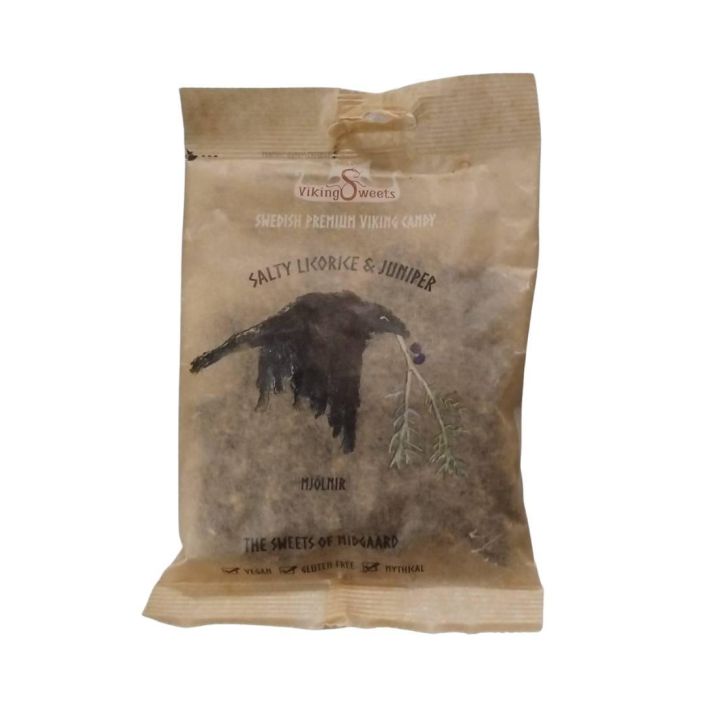 SALTY LICORICE &amp; JUNIPER 120g Vegaaninen ja gluteeniton suolainen salmiakki, aavistuksella katajan raikkautta.