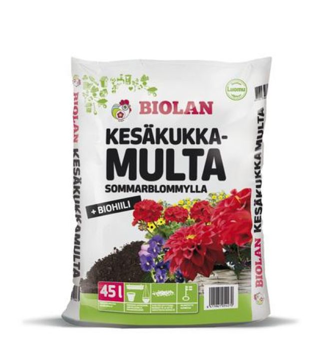 Biolan kesakukkamulta 45 l Biolan Kesakukkamulta on kompostilannoitettu ja kalkittu multaseos, joka on kehitetty erityisesti Biolan kesakukkamulta 45 l Biolan Kesakukkamulta on kompostilannoitettu ja kalkittu multaseos, joka on kehitetty erityisesti