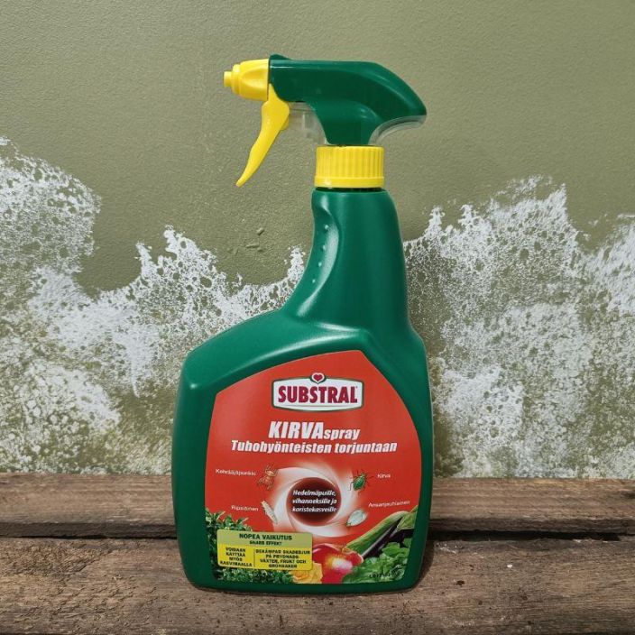 Substral Kirvaspray 1l. Pyretriinia ja rapsioljya sisaltava torjunta-aine kirvojen, ripsaiaisten, kehraajapunkkien ja Substral Kirvaspray 1l. Pyretriinia ja rapsioljya sisaltava torjunta-aine kirvojen, ripsaiaisten, kehraajapunkkien ja