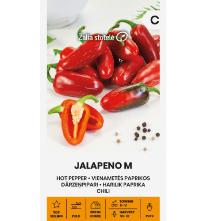 Chilipaprika 'Jalapeno M' Pienia, punaisia hedelmia tuottava lajike, SHU 2000-8000 Chilipaprika 'Jalapeno M' Pienia, punaisia hedelmia tuottava lajike, SHU 2000-8000