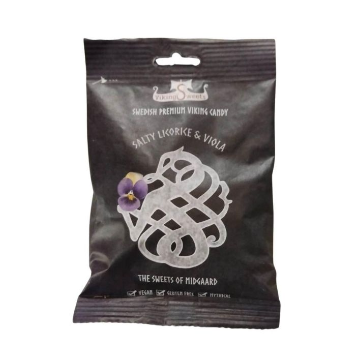 SALTY LICORICE & VIOLA 120g Vegaaninen ja gluteeniton lakritsi suloisen orvokin vivahteella. SALTY LICORICE & VIOLA 120g Vegaaninen ja gluteeniton lakritsi suloisen orvokin vivahteella.