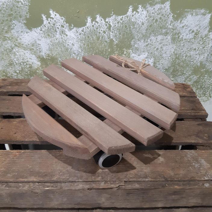 Esschert Design Pyorallinen ruukkualusta Puinen, metallipyorin varustettu ruukkualusta.