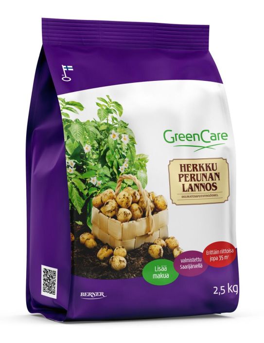 Herkkuperunan lannos, GreenCare 2,5Kg Herkullisia Juhannusperunoita omasta maasta! Ammattilaisten suosima lannoite antaa Herkkuperunan lannos, GreenCare 2,5Kg Herkullisia Juhannusperunoita omasta maasta! Ammattilaisten suosima lannoite antaa